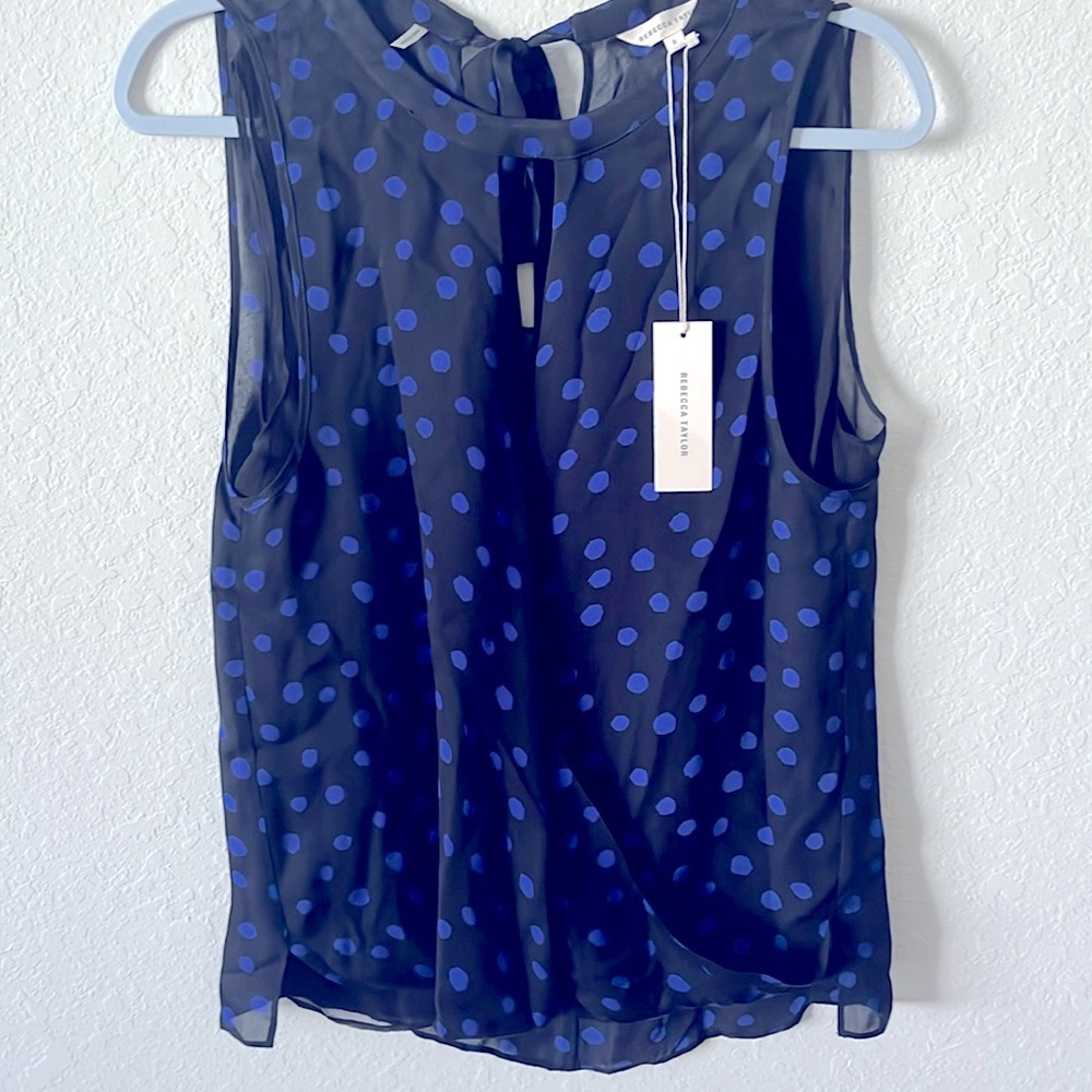 NWT silk 100% Rebecca Taylor V ika Top  Sleeveless , blue/ violet beautiful,